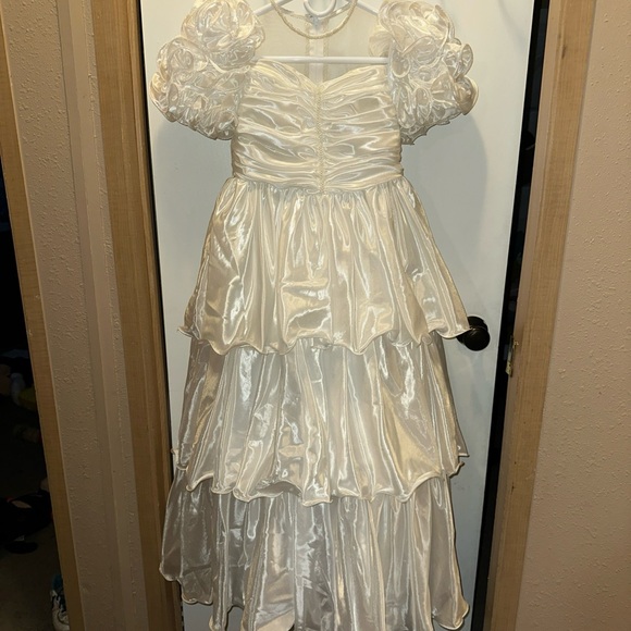 MichaelAngelo flower girl formal princess dress Tiered Puff Sleeve Dress SZ 10